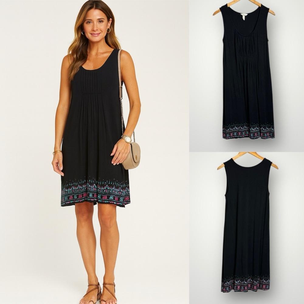 Soma Pleated Front Playa Larga Lounge Dress Size Medium Sleeveless Floral Hem